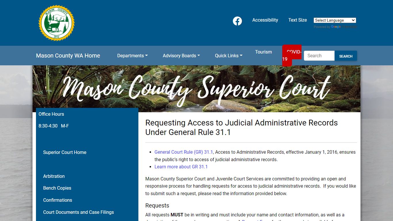 Requesting Access to Judicial Administrative Records - Mason County ...